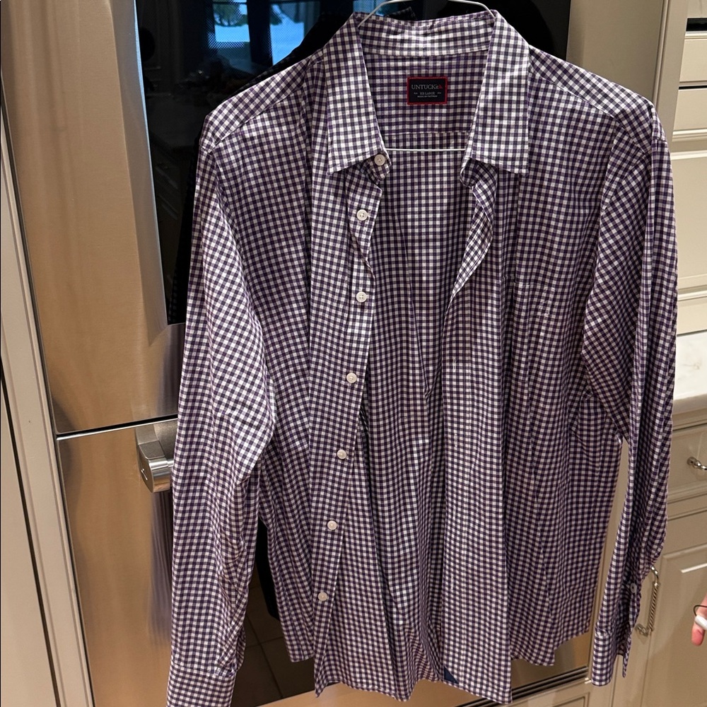 Worn Once Purple & White Striped UNTUCKit Buttondown XXL